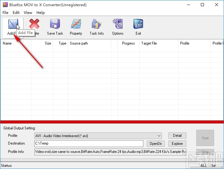 Bluefox MOV to X Converter转换mov视频格式的方法