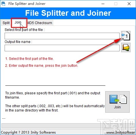 File Splitter and Joiner合并文件的方法