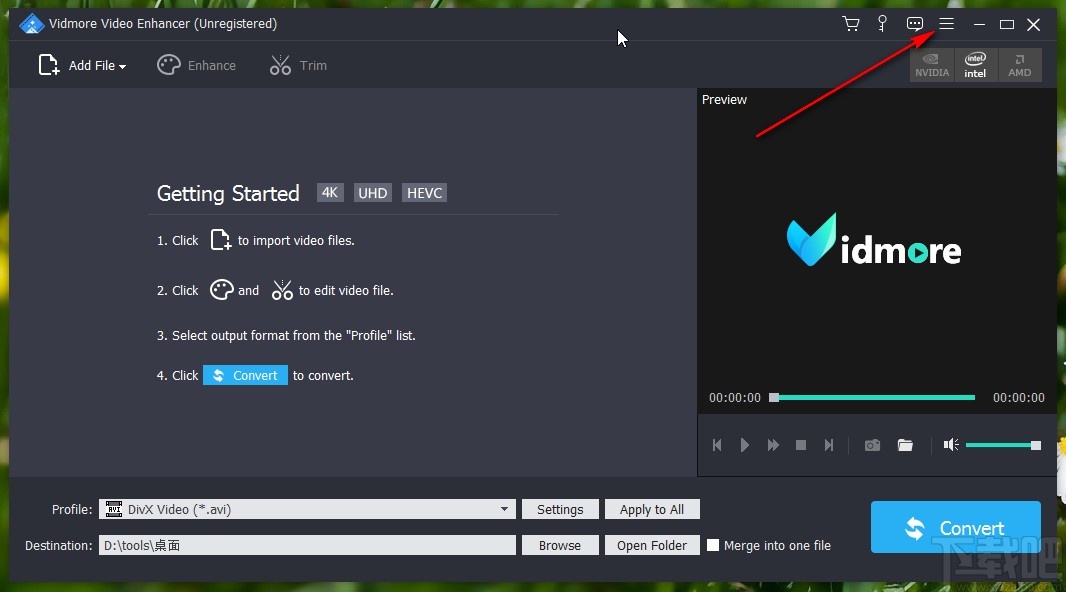 Vidmore Video Enhancer更改快照格式的方法