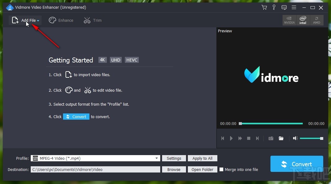 Vidmore Video Enhancer转换视频格式的方法