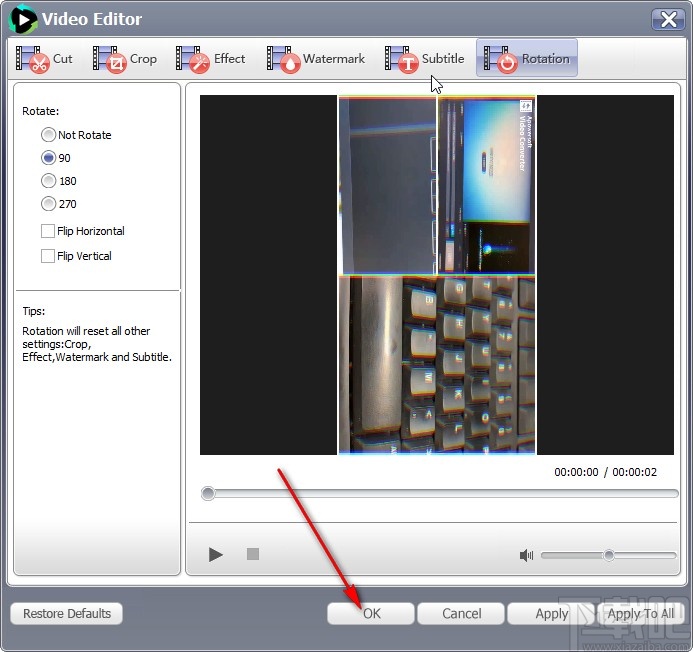 UkeySoft Video Converter旋转视频的方法