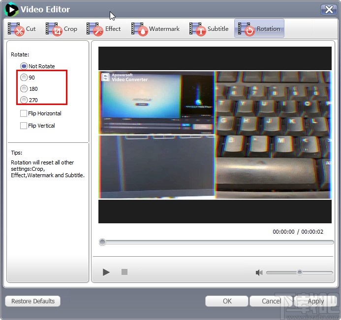 UkeySoft Video Converter旋转视频的方法