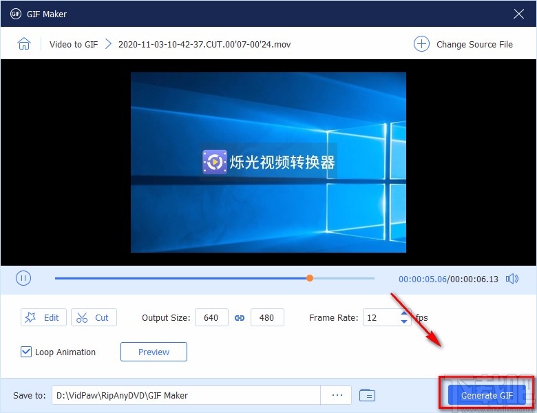 Vidpaw RipAnyDVD将视频转为GIF的方法