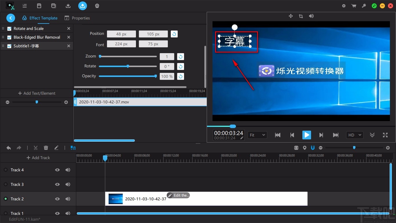 VideoSolo EditFUN给视频添加文字的方法