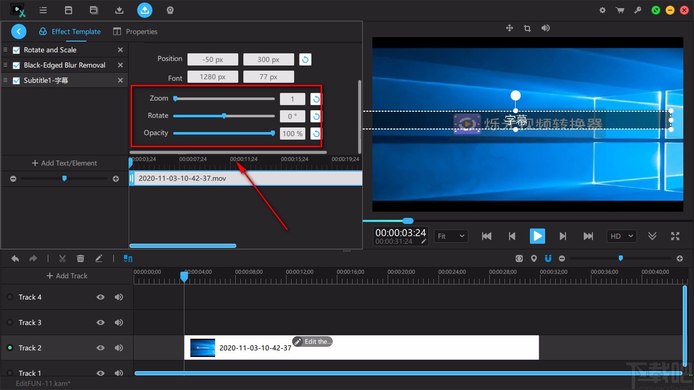 VideoSolo EditFUN给视频添加文字的方法
