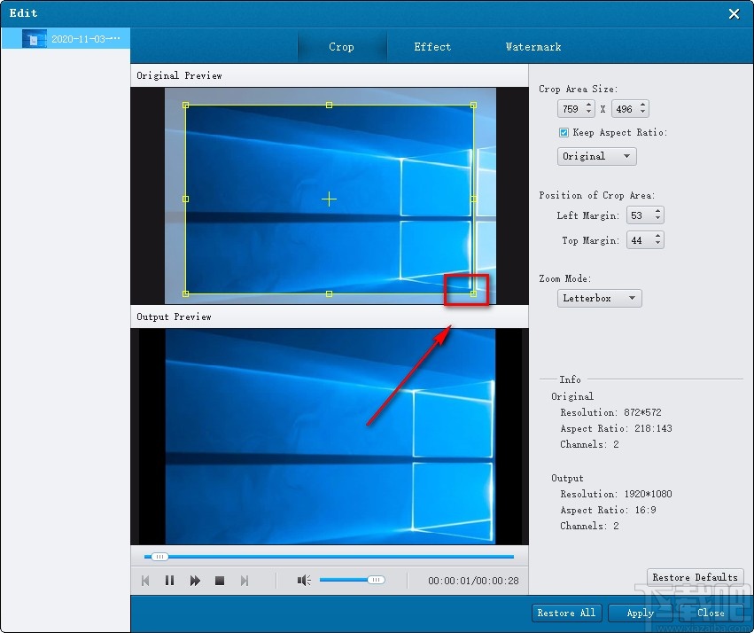 Aiseesoft Blu-ray Creator裁剪视频画面的方法