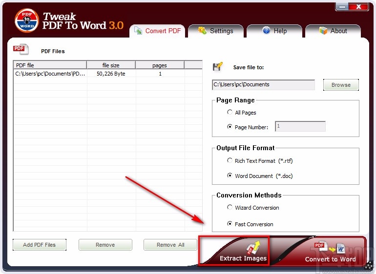 Tweak PDF To Word提取PDF图片的方法