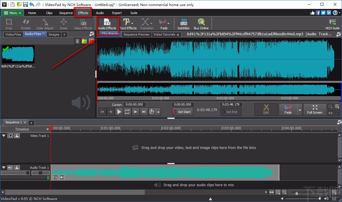 VideoPad Video Editor给音频添加淡入效果的方法