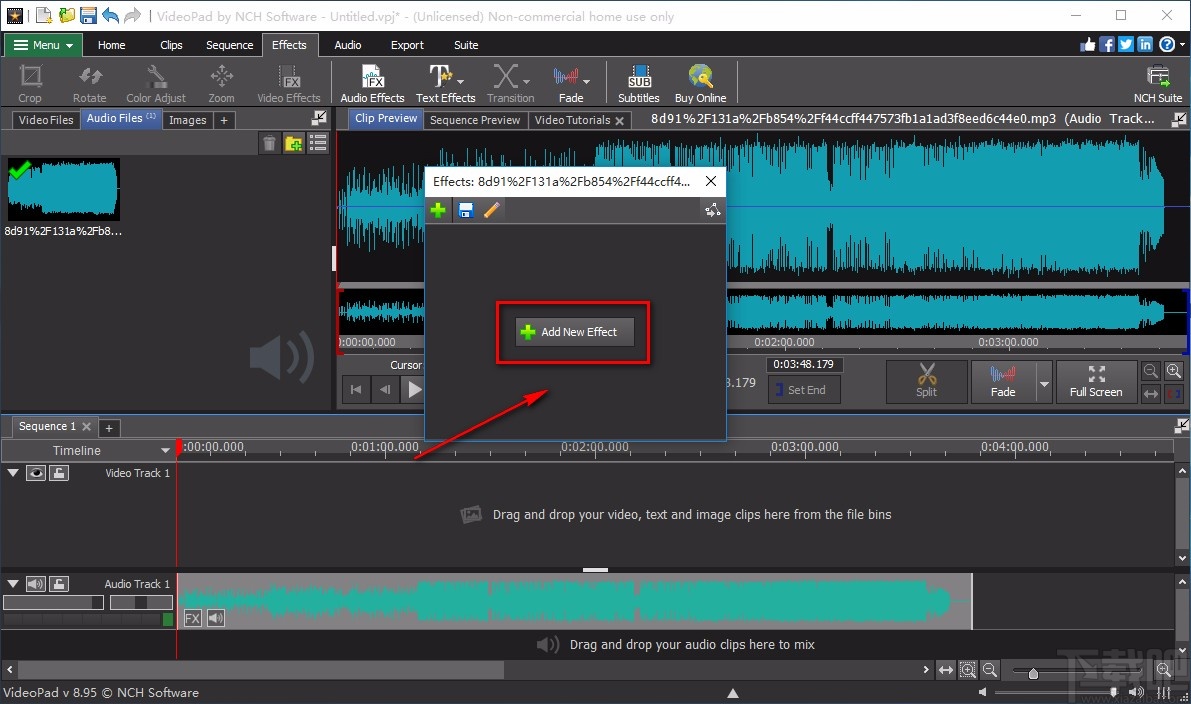 VideoPad Video Editor给音频添加淡入效果的方法