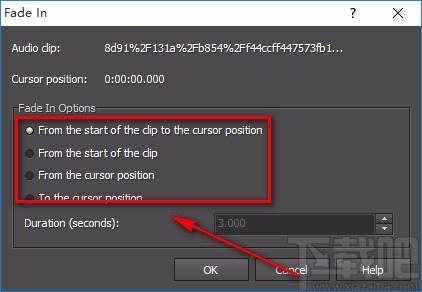 VideoPad Video Editor给音频添加淡入效果的方法