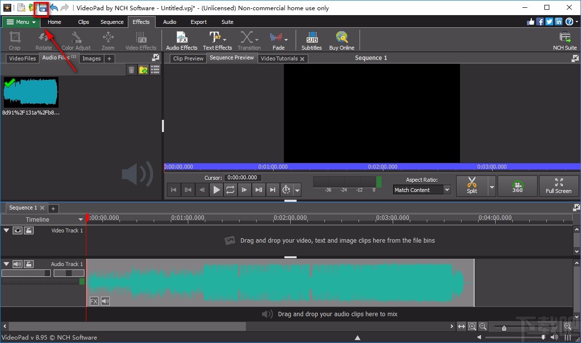VideoPad Video Editor给音频添加淡入效果的方法