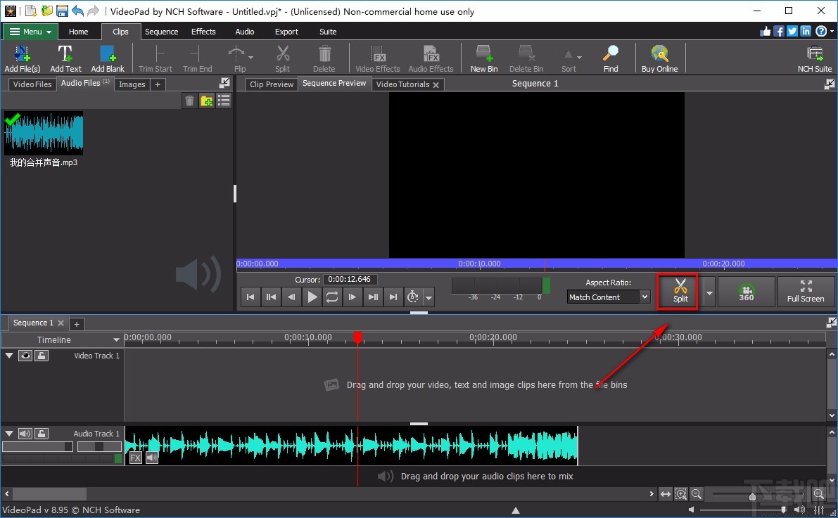 VideoPad Video Editor分割音频的方法