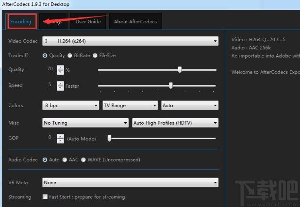 aftercodecs输出设置的操作方法