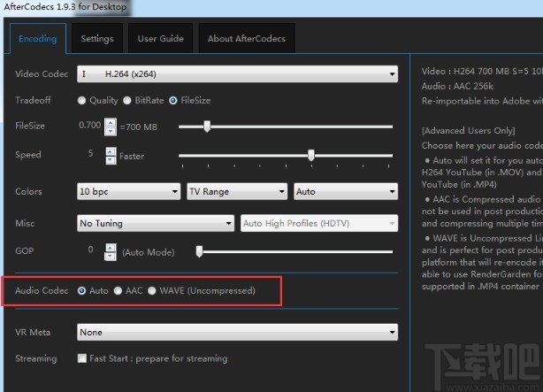 aftercodecs输出设置的操作方法