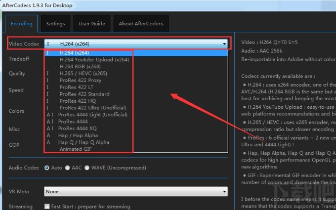 aftercodecs输出设置的操作方法