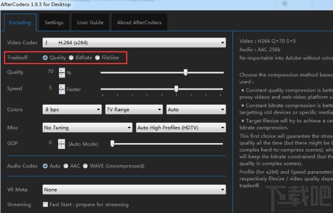 aftercodecs输出设置的操作方法