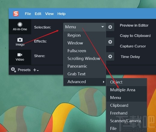 snagit同时截图多个区域的操作方法