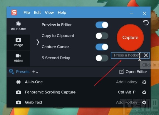 snagit设置快捷键截图的方法