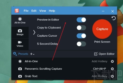 snagit设置快捷键截图的方法