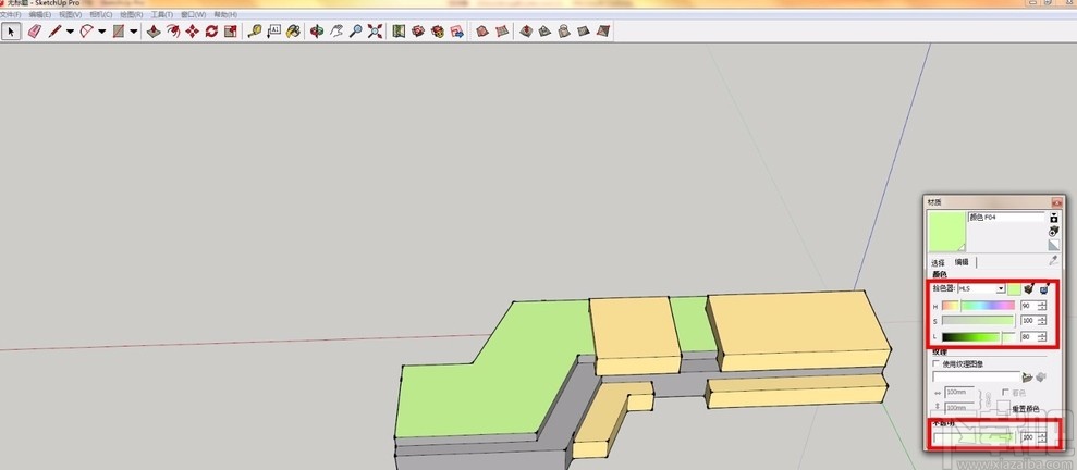 sketchup调整材质颜色和透明度的方法