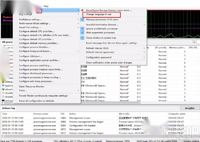 process lasso设置中文的方法