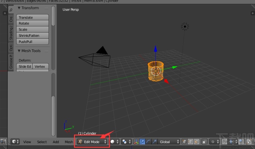blender制作空心圆柱的方法