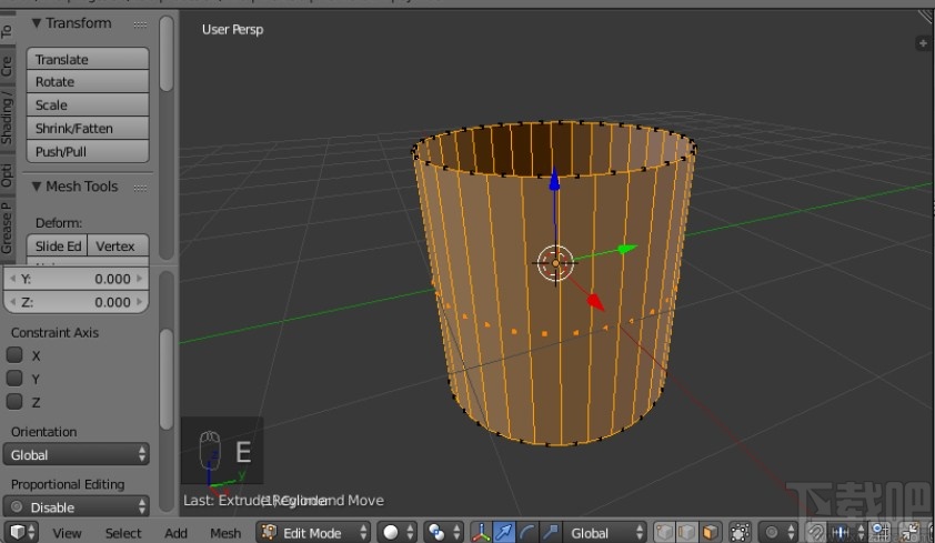 blender制作空心圆柱的方法