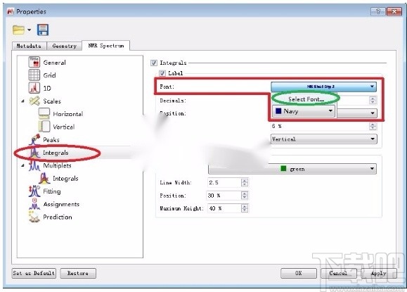 mestrenova调整积分数字大小的方法