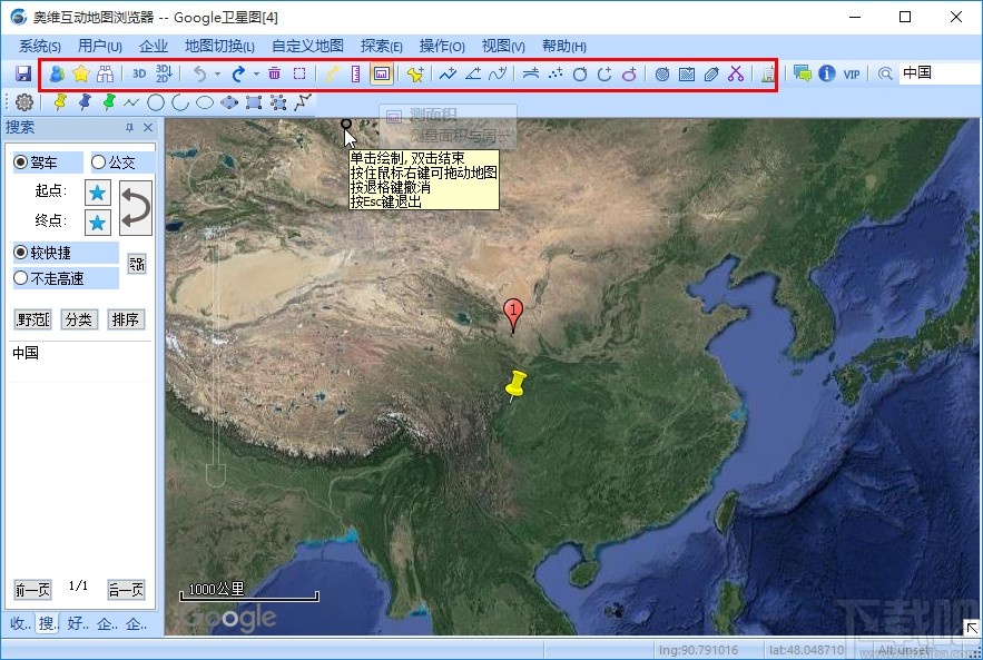 奥维地图设置卫星地图的方法步骤