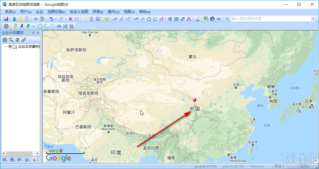 奥维地图标记地点位置的方法