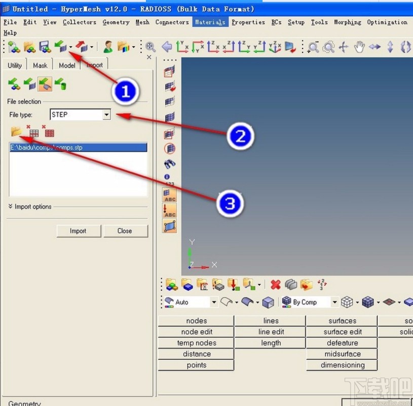 hypermesh分开导入组件的方法