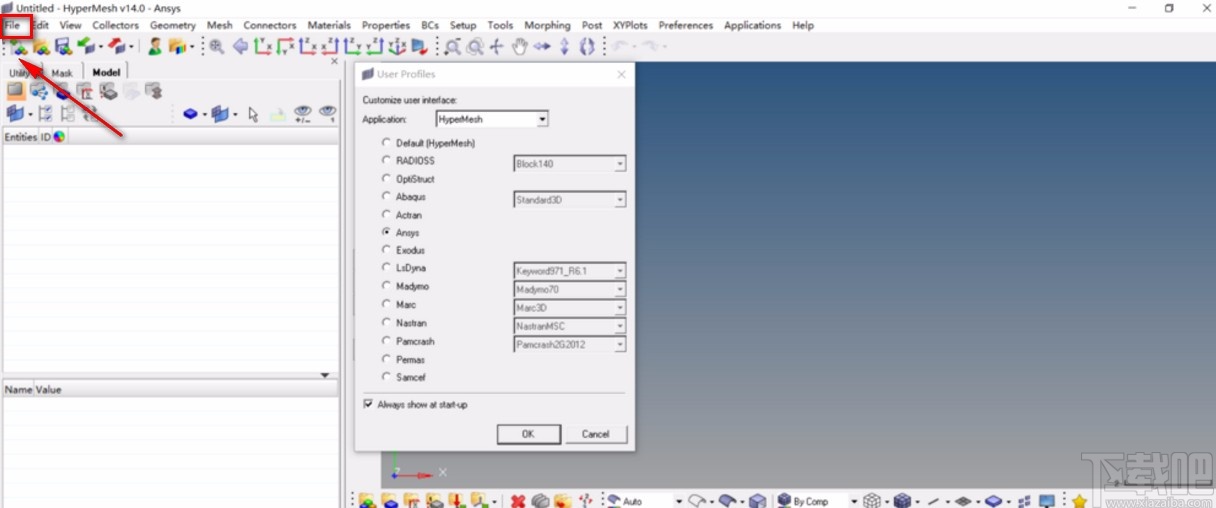 hypermesh导入igs文件的方法