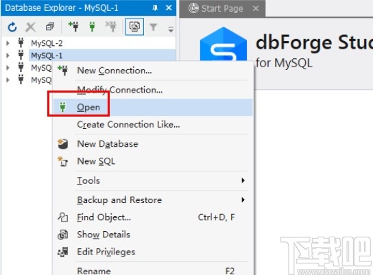 dbforge studio for mysql备份数据库的方法