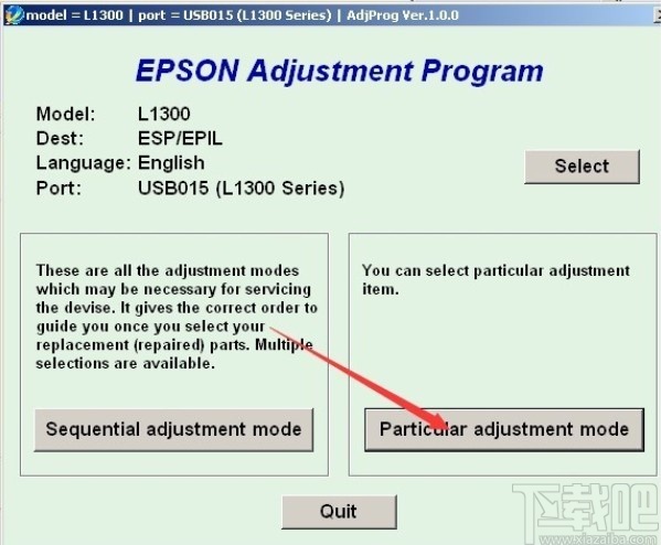 爱普生l1300废墨清零软件的使用方法