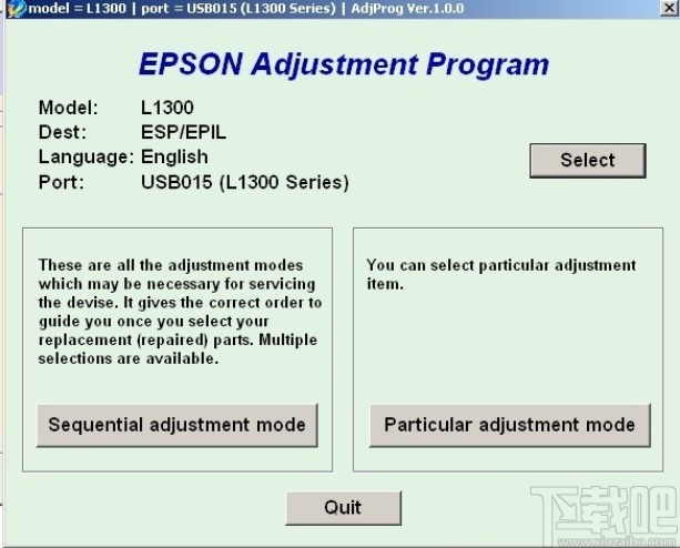 爱普生l1300废墨清零软件的使用方法