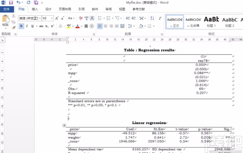 stata导出分析结果为Word文件的方法