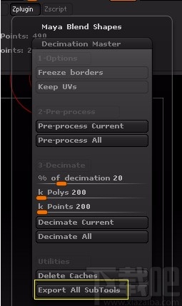 zbrush导出obj文件的操作方法