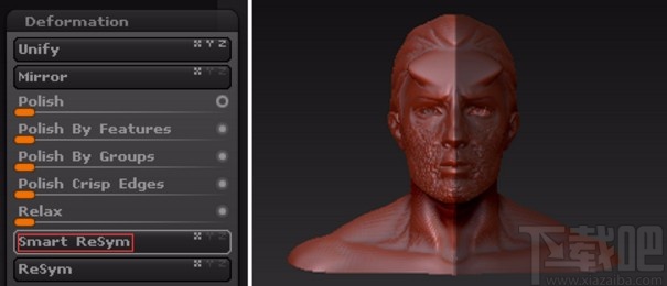 zbrush对称雕刻的操作方法