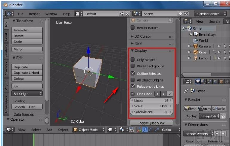 blender隐藏网格的方法