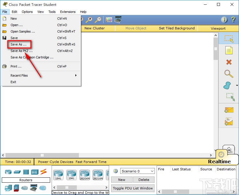 cisco packet tracer保存文件的方法