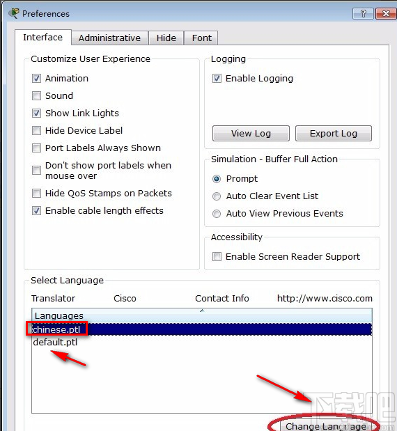 cisco packet tracer设置中文的方法