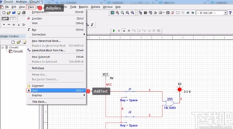 multisim添加文字的操作方法