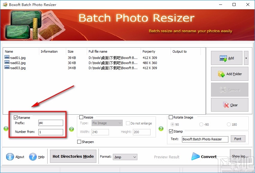 Boxoft Batch Photo Resizer批量修改图片名称的方法