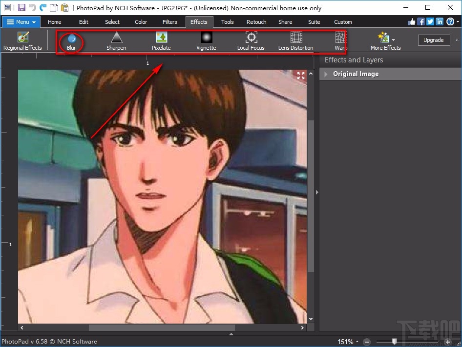 PhotoPad Image Editor给图片添加模糊效果的方法
