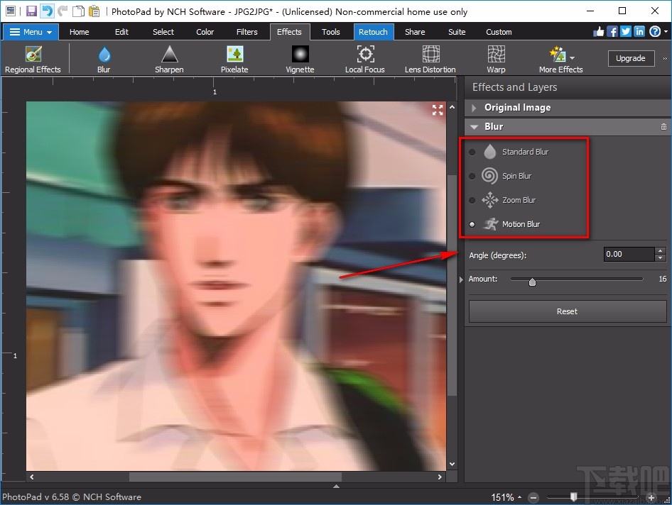 PhotoPad Image Editor给图片添加模糊效果的方法
