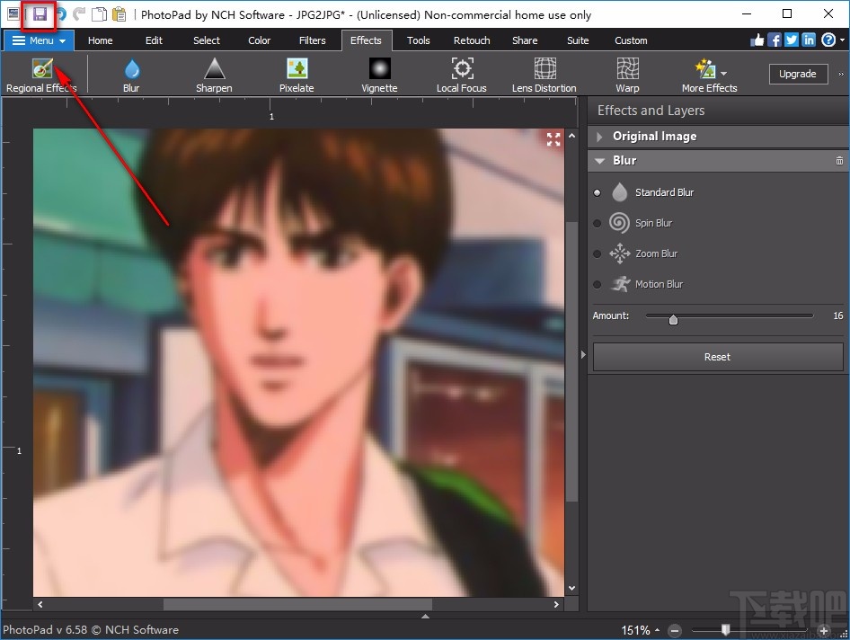 PhotoPad Image Editor给图片添加模糊效果的方法