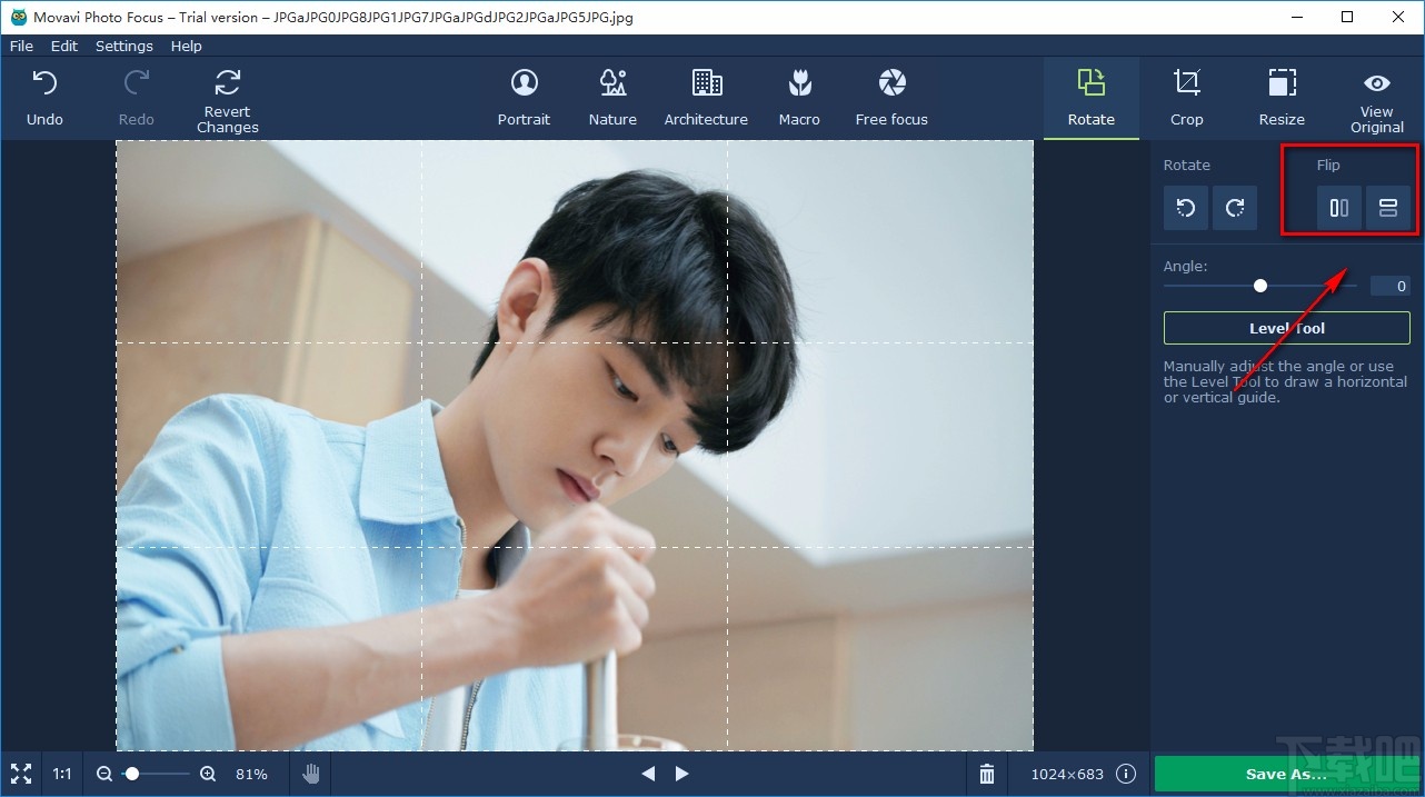 Movavi Photo Focus旋转图片的方法