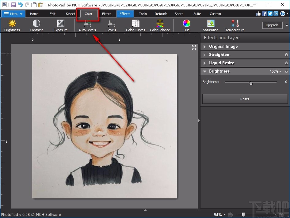 PhotoPad Image Editor调整图片亮度的方法