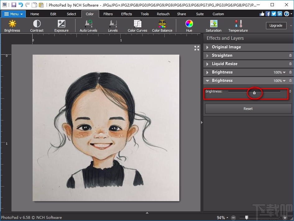 PhotoPad Image Editor调整图片亮度的方法