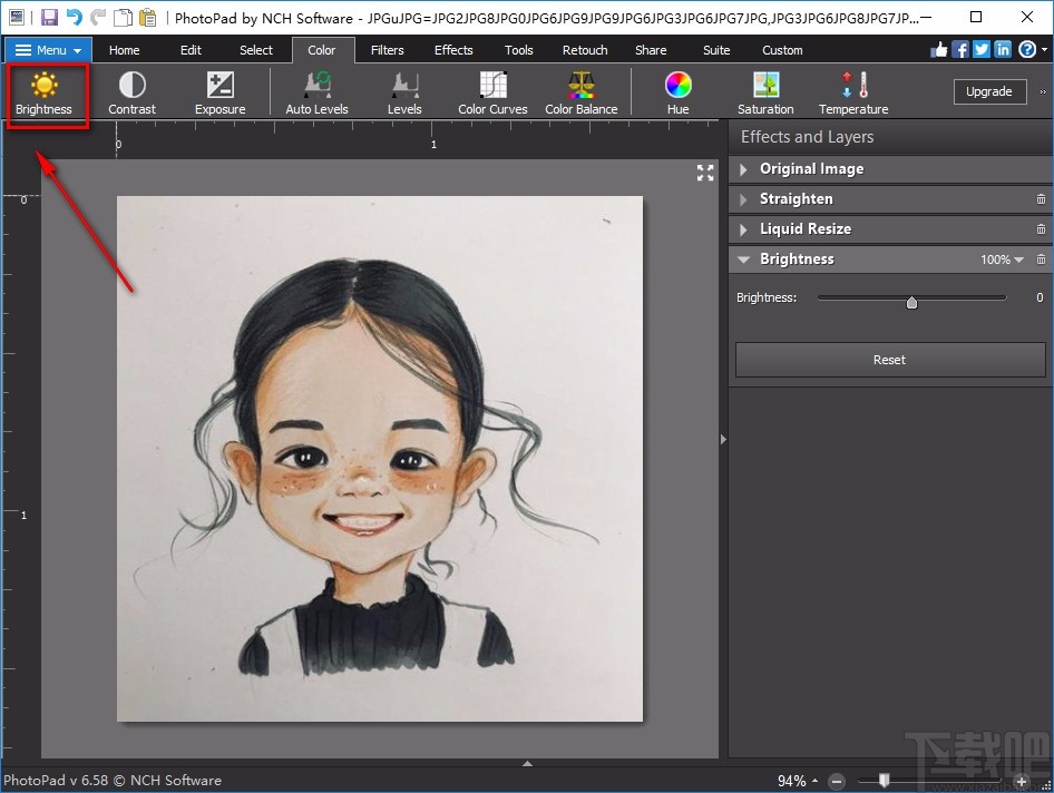 PhotoPad Image Editor调整图片亮度的方法